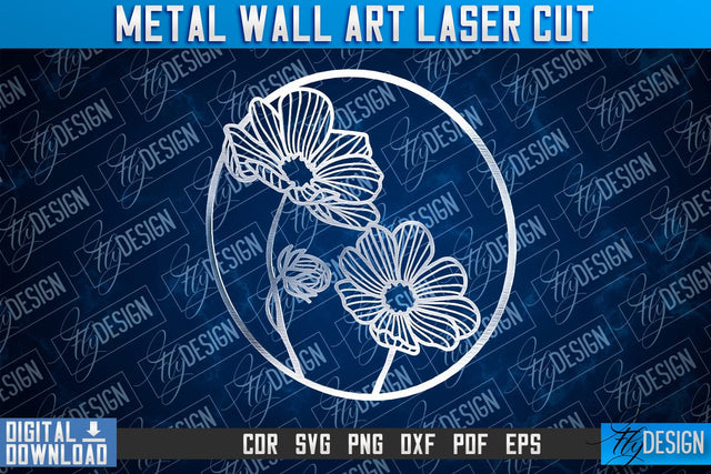 Metal Wall Art Laser Cut | Metal Flowers Laser Cut Design | CNC File SVG Fly Design 