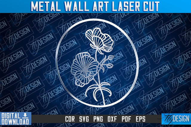 Metal Wall Art Laser Cut | Metal Flowers Laser Cut Design | CNC File SVG Fly Design 