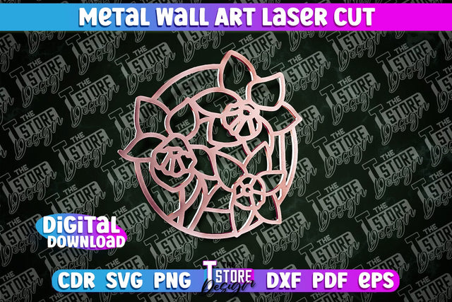 Metal Wall Art Laser Cut | Metal Flowers Laser Cut Design | CNC File SVG The T Store Design 