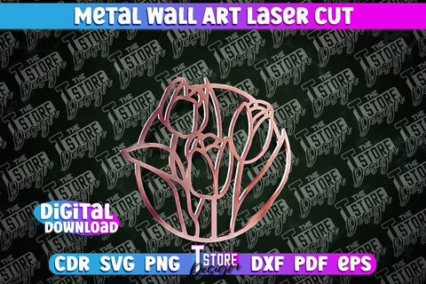 Metal Wall Art Laser Cut | Metal Flowers Laser Cut Design | CNC File SVG The T Store Design 