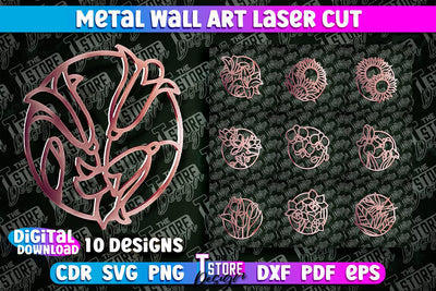 Metal Wall Art Laser Cut | Metal Flowers Laser Cut Design | CNC File SVG The T Store Design 