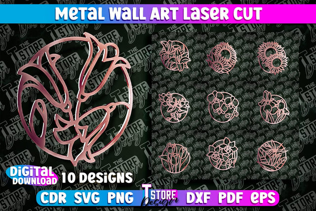 Metal Wall Art Laser Cut | Metal Flowers Laser Cut Design | CNC File SVG The T Store Design 
