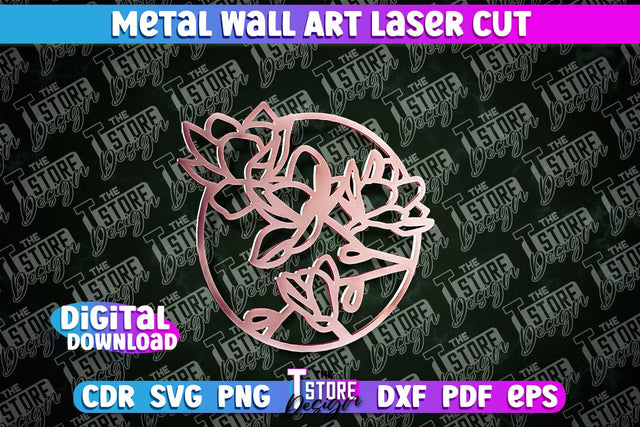 Metal Wall Art Laser Cut | Metal Flowers Laser Cut Design | CNC File SVG The T Store Design 