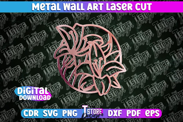 Metal Wall Art Laser Cut | Metal Flowers Laser Cut Design | CNC File SVG The T Store Design 