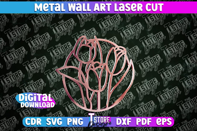 Metal Wall Art Laser Cut | Metal Flowers Laser Cut Design | CNC File SVG The T Store Design 