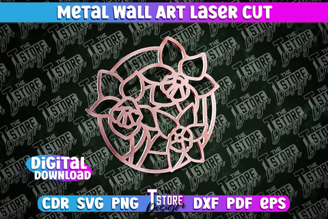Metal Wall Art Laser Cut | Metal Flowers Laser Cut Design | CNC File SVG The T Store Design 