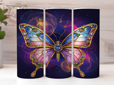 Metallic 3D Gold Butterfly Tumbler, Metallic Butterfly Wrap, 20oz Tumbler PNG, Elegant Gold Tumbler, Butterfly Sublimation Design, Luxury Tumbler Wrap, Shiny Gold Tumbler Sublimation Lara' s Designs 