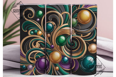 Metallic 3D Swirls 20oz Tumbler Wrap Sublimation sassyprint 