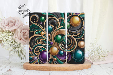 Metallic 3D Swirls 20oz Tumbler Wrap Sublimation sassyprint 