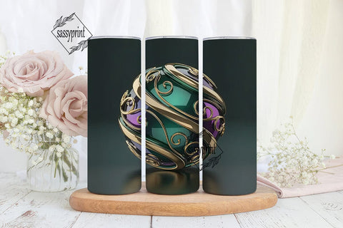 Metallic 3D Swirls 20oz Tumbler Wrap Sublimation sassyprint 