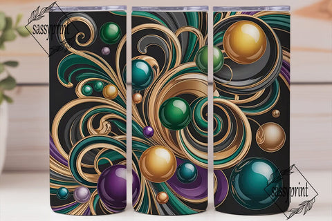 Metallic 3D Swirls 20oz Tumbler Wrap Sublimation sassyprint 