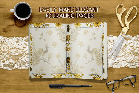 Metallic Chinoiserie Scrapbook Paper Digital Pattern AlexandHer Digital Art 