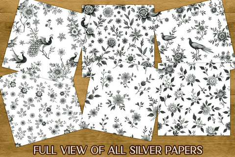 Metallic Chinoiserie Scrapbook Paper Digital Pattern AlexandHer Digital Art 