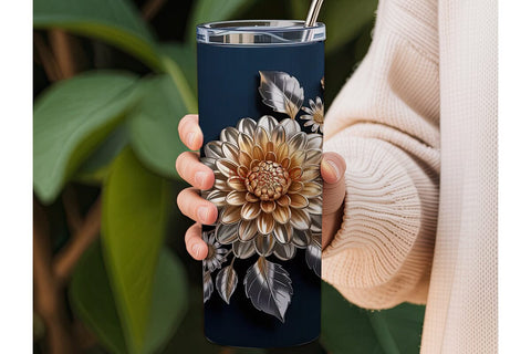 Metallic Floral 20oz Tumbler Wrap Sublimation DesignSVG 
