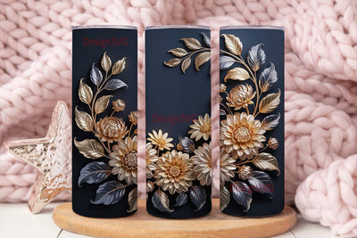 Metallic Floral 20oz Tumbler Wrap Sublimation DesignSVG 