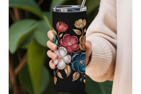 Metallic Floral Bouquet 20oz Tumbler Sublimation DesignSVG 