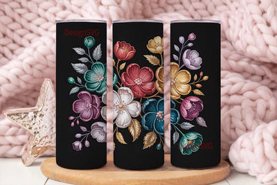 Metallic Floral Bouquet 20oz Tumbler Sublimation DesignSVG 