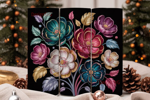 Metallic Floral Bouquet 20oz Tumbler Sublimation DesignSVG 