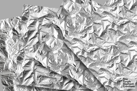 Metallic Foil Textures Digital Paper | Wrinkled Gold Silver Metal Background Digital Pattern Fine Purple Elephant Creations 