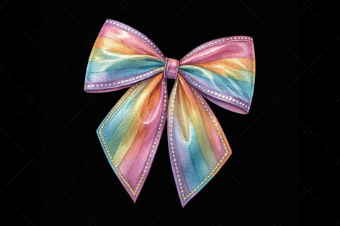 Metallic Shimmer Rainbow Coquette Bow Clipart with Shimmer, metallic rainbow bow, shimmering coquette bow, luxurious bow design, rainbow clipart art, digital bow design, metallic shimmer design Sublimation FloridPrintables 