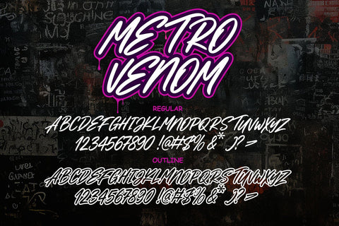 Metro Venom - Outlined Brush Graffiti Font Font Mozzatype 