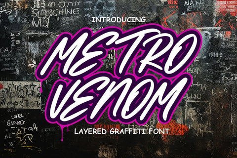 Metro Venom - Outlined Brush Graffiti Font Font Mozzatype 