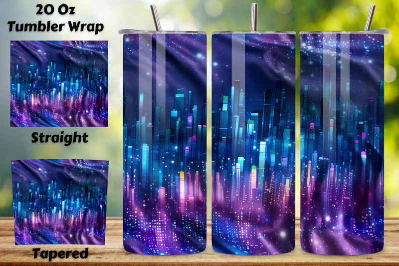 Metropolis Radiance Ombre Tumbler wrap, Seamless Wrap PNG Sublimation FloridPrintables 