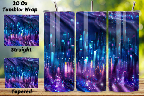 Metropolis Radiance Ombre Tumbler wrap, Seamless Wrap PNG Sublimation FloridPrintables 
