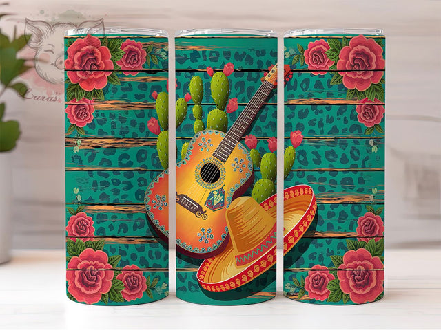 Mexican Cinco De Mayo Colorful Fiesta Tumbler, Fiesta Tumbler Design, 20oz Skinny Tumbler, Sublimation Design, Cinco De Mayo Party Gift, Mexican Holiday Tumbler Sublimation Lara' s Designs 