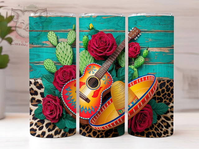Mexican Cinco De Mayo Colorful Fiesta Tumbler, Fiesta Tumbler Design, 20oz Skinny Tumbler, Sublimation Design, Cinco De Mayo Party Gift, Mexican Holiday Tumbler Sublimation Lara' s Designs 