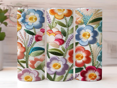 Mexican Embroidered Floral Tumbler, Embroidery Sublimation Design, Festive Floral Cup Art, 20oz Holiday Tumbler, Whimsical Embroidery Mug, Stylish Mexican Cup, Cozy Floral Wrap Sublimation Lara' s Designs 