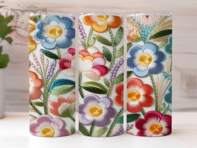 Mexican Embroidered Floral Tumbler, Embroidery Sublimation Design, Festive Floral Cup Art, 20oz Holiday Tumbler, Whimsical Embroidery Mug, Stylish Mexican Cup, Cozy Floral Wrap Sublimation Lara' s Designs 