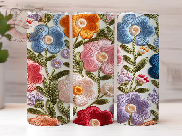 Mexican Embroidered Floral Tumbler, Embroidery Sublimation Design, Festive Floral Cup Art, 20oz Holiday Tumbler, Whimsical Embroidery Mug, Stylish Mexican Cup, Cozy Floral Wrap Sublimation Lara' s Designs 