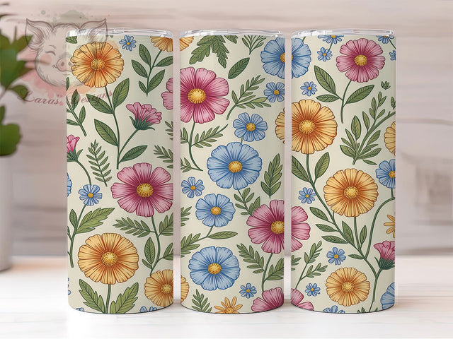 Mexican Embroidery Floral 20oz Tumbler, Floral Pattern Tumbler, Embroidered Tumbler Design, 20oz Tumbler Wrap, Mexican Floral Tumbler, Sublimation Flower Tumbler, Traditional Mexican Sublimation Lara' s Designs 
