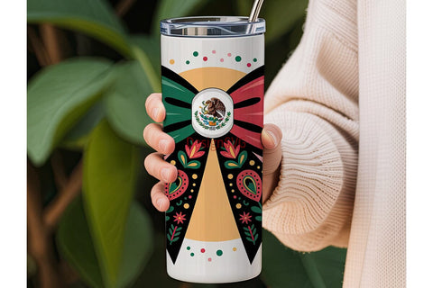 Mexican Flag Bow 20oz Tumbler Wrap Sublimation DesignSVG 