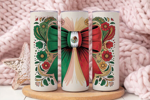 Mexican Flag Bow 20oz Tumbler Wrap Sublimation DesignSVG 