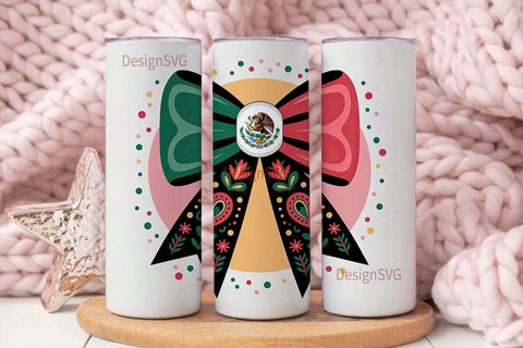 Mexican Flag Bow 20oz Tumbler Wrap Sublimation DesignSVG 