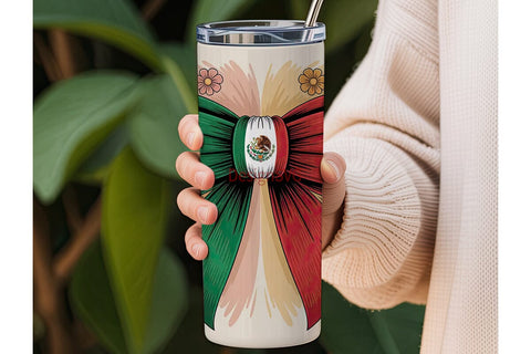 Mexican Flag Bow 20oz Tumbler Wrap Sublimation DesignSVG 