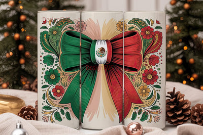 Mexican Flag Bow 20oz Tumbler Wrap Sublimation DesignSVG 