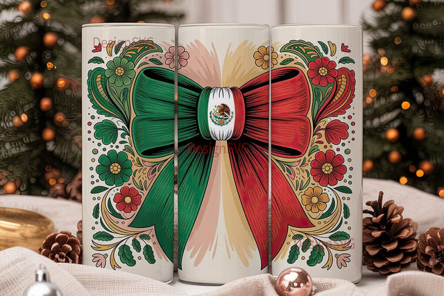Mexican Flag Bow 20oz Tumbler Wrap Sublimation DesignSVG 