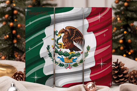 Mexican Flag Glitter Tumbler Wrap Sublimation DesignSVG 