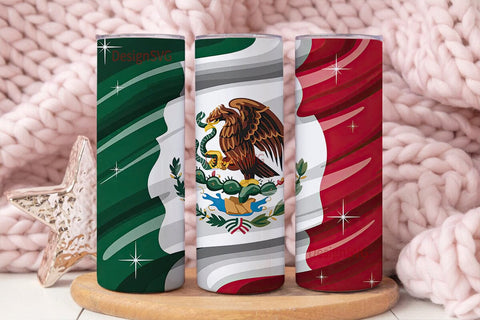 Mexican Flag Glitter Tumbler Wrap Sublimation DesignSVG 
