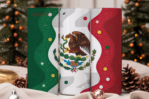 Mexican Flag Glitter Tumbler Wrap Sublimation DesignSVG 