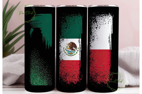 Mexican Flag Grunge Tumbler Wrap Sublimation PixelChick 