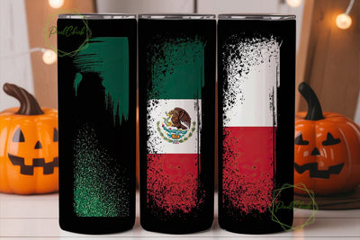 Mexican Flag Grunge Tumbler Wrap Sublimation PixelChick 