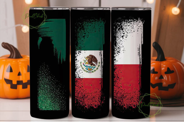 Mexican Flag Grunge Tumbler Wrap Sublimation PixelChick 
