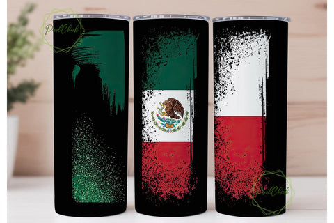 Mexican Flag Grunge Tumbler Wrap Sublimation PixelChick 