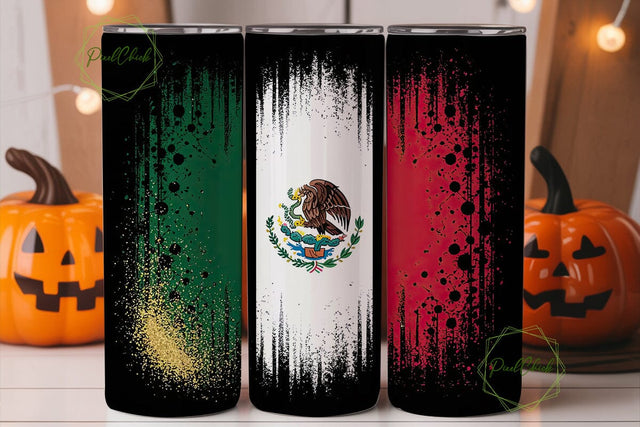 Mexican Flag Grunge Tumbler Wrap Sublimation PixelChick 