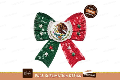 Mexican Flag Sequin Bow Sublimation Png Sublimation Designangry 