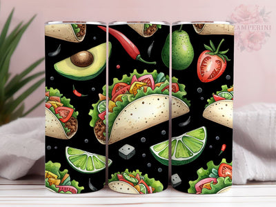 Mexican Food 20oz Tumbler Wrap PNG, Straight & Tapered Tumbler Wrap, Taco lover Tumbler Wrap, Instant Digital Download Sublimation Li Zamperini 